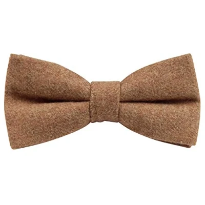 Image of Men&#039;s Luxury Wool Pre tied and Fully Adjustable Bow Tie (Camel Tan) suitable for formalwear, office, weddings, parties, grooms &amp; groomsmen outfits