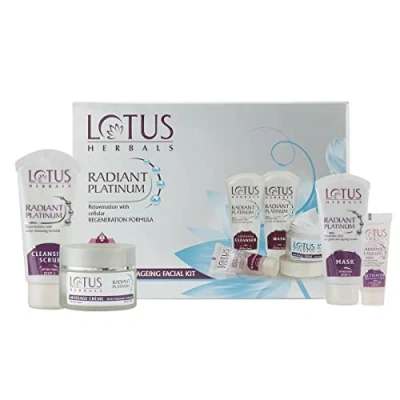 Image of Lotus Herbals Radiant Platinum Facial Kit With Dust &amp; Passion Fruit 170g (Multi Use)