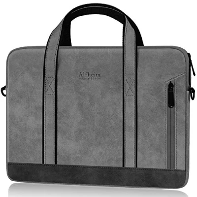 Image of Alfheim 13 13.3 inch Laptop Bag, Waterproof Leather Briefcase Messenger Bag with Shoulder Strap for School/Travel/Business, Compatible Macbook Air/Pro