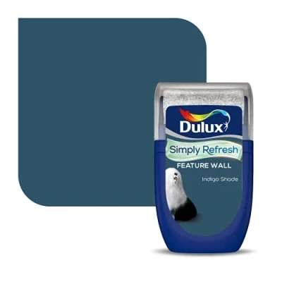 Image of Dulux Simply Refresh Feature Wall Matt Emulsion Paint Indigo Shade 30 ml (Pack of 1), 5569261