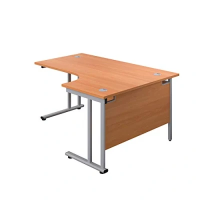 Image of Office Hippo Professional Right Corner Desk, Wood, Beech, Silver Frame, 160 x 120 73 cm