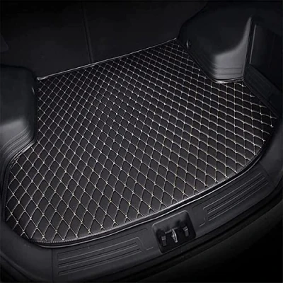 Image of Leather Car Boot Mat for KIA Sportage GT S line 2018 2022 2023, Waterproof Anti Scratch Non Slip Trunk Pad, Cargo Tray Protector Liners Accessories,Black Beige