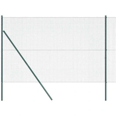 Image of vidaXL Welded Wire Fence with 13 Posts Green 1.5x50 m Steel