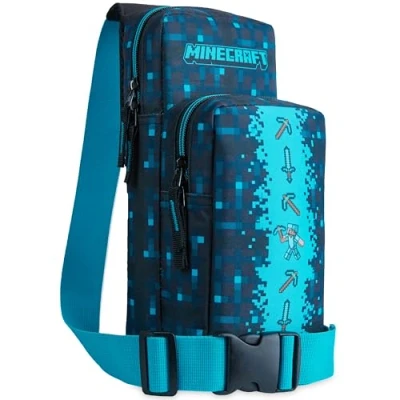 Image of Minecraft Boys Crossbody Bag with Adjustable Strap Gamer Gifts (Blue)