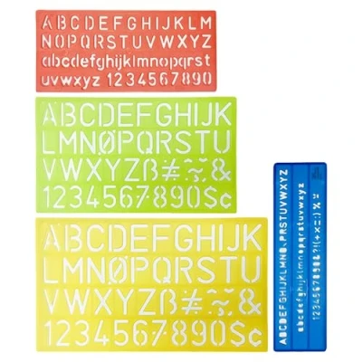 Image of 4 Piece Alphabet Templates, Hollow Plastic Children&#039;s Drawing Alphanumeric Rulers, Auxiliary Reusable Character Templates