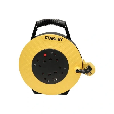 Image of Stanley Semi Enclosed Cable Reel 240V 13A 4 Socket + 2 USB 15m