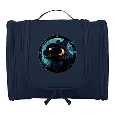 Image of Travel Hanging Toiletry Bag for Women and Men, Toiletries Organizer, Bathroom Shaving Kit Cosmetics, Makeup Case Wash (Black Cat)