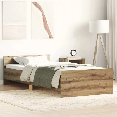 Image of Bed Frame without Mattress Artisan Oak 100x200 cm Engineered Wood Vidaxl