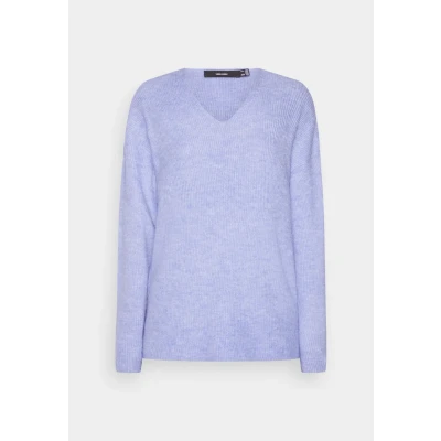 Image of VERO MODA Womens Vmcrewlefile Ls V Neck Blouse Noos Sweater, Jacaranda., XL UK Blue
