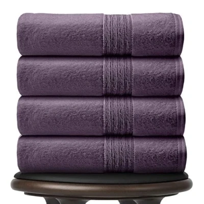 Image of GC GAVENO CAVAILIA 450 GSM Bath Towels Set of 4, 70X120 Cm Large, Lightweight Quick Dry Egyptian Cotton Towel, Hotel Quality Bathroom Towels, Purple