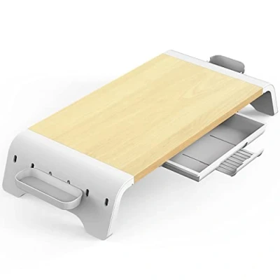 Image of Fenge Monitor Stand with Drawer, No Assembly Computer Laptop 2 Removable Storage Slot and Phone Holder, Home Office Desktop Organizer, Max Load 25 kg, Oak