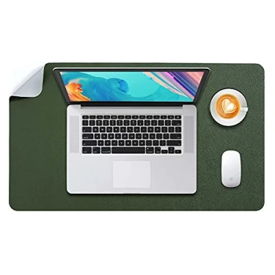 Image of Desk Pad Large, Mat, Extended Mouse L, Blotter, DOBAOJIA Laptop Writing for Office/Home, Dual Side Use PU Leather Waterproof 23.6&quot; X 13.8&quot;(Dark Green/Gray)