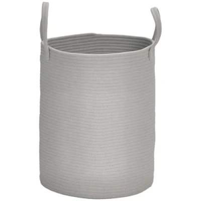 Image of HOMCOM 36L Laundry Hamper, Cotton Rope Basket with Handles, Collapsible Washing Bin, 38 x 45cm, Grey