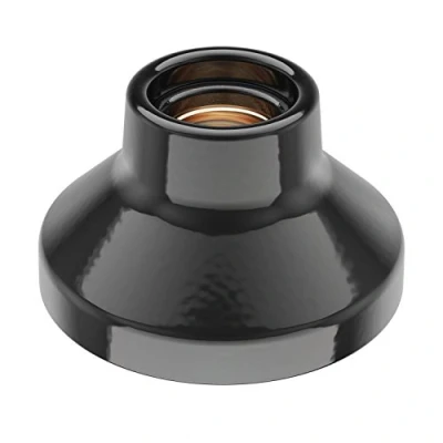 Image of ledscom.de Ceiling Light/lamp Holder Elektra, Porcelain, Shiny Black, 1x E27 max. 300W, bar Design, Atmospheric lamp, lamp Base E27, 1 Light, Trend, Kitchen, Dining Table, Bedroom