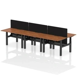 Image of Air B2B 1200x800 Adjustable 6P Bench Desk Scallop Walnut/Black +Screen