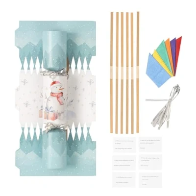 Image of Make Your Own Christmas Cracker Kit Crackers Hats Snaps Jokes Party Favours (12 Pieces Snowman)