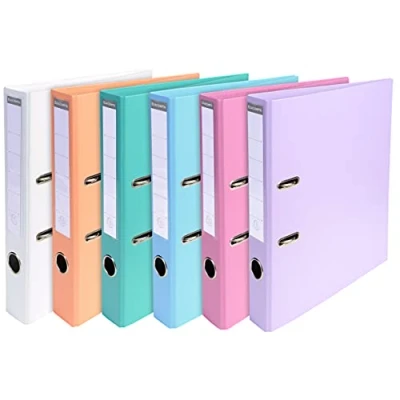 Image of Exacompta Ref 53044E Prem&#039;Touch PVC Lever Arch File 320 x 290mm in Size, 2 Rings, Can Hold A4 Documents, 50mm Spine, 55mm FSC Certified Assorted Pastel Colours (Pack of 10)