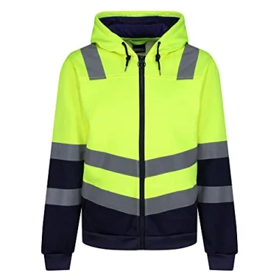 Image of Regatta Professional Mens Reflective Hi Vis Hoodie, Yellow/Navy, L EU
