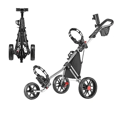 Image of Caddytek CaddyLite 11.5 V3 3 Wheel Golf Push Cart SuperLite Deluxe, Lightweight, Easy To Fold Caddy Pushcart, Silver