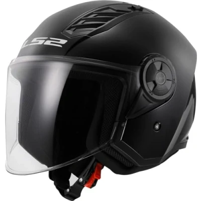 Image of Open Faced Motorcycle Helmet. LS2 Airflow II ECE 22.06 Gloss Black