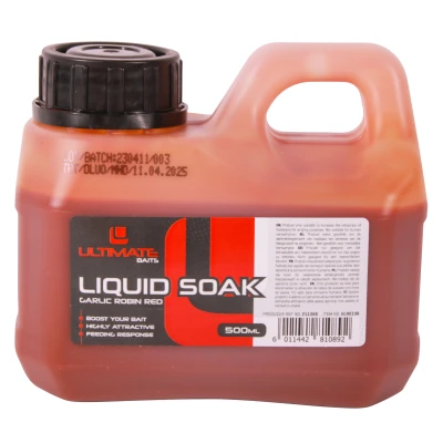 Image of Ultimate Baits Liquid Soak 500ml Garlic Robin Red Boilie flavour