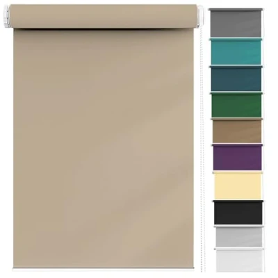 Image of Light Filtering Roller Blinds 120 x 60 cm Privacy Protection Easy to Install, Blind Window Durable Fittings Fit for Any Window, Loft, Taupe