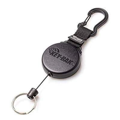Image of Key BAK 0488 603 SECURIT XD Retractable Holder, 28&quot; Kevlar Cord, 20 oz. Retraction, Durable Polycarbonate Case, Zinc Alloy Carabiner, Split Ring, Black