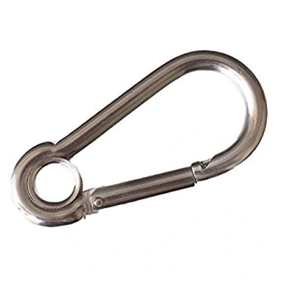 Image of Merriway BH05010 Spring Snap Carabiner Hook with Eye, A2 316 Marine Grade Stainless Steel M5 (3/16 inch)