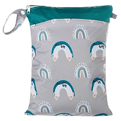 Image of Happy Cherry Baby Cloth Nappy Wet Dry Bags Storage Organiser Bag Waterproof Washable Reusable Diaper Travel Beach Pool with Double Zipper