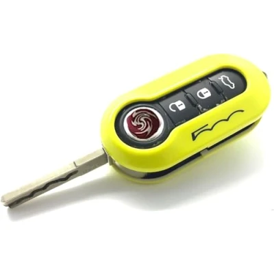 Image of Nordecco Fiat 500 Key Case Cover Fits For 500C 500L Abarth Grande Punto Brava Panda Stilo Linea 3 Button Flip (Yellow Black)