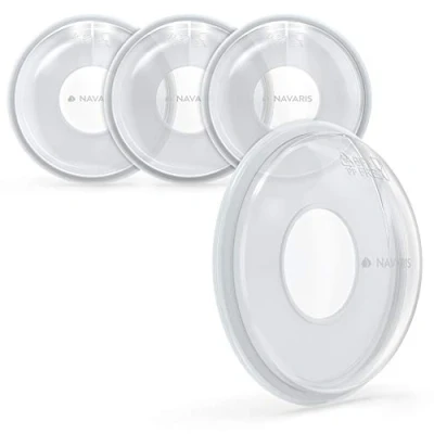 Image of Navaris Breast Milk Collection Shells (Pack of 4) Silicone and BPA Free Polypropylene Breastfeeding Collector Cups Collect Save Breastmilk