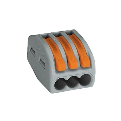 Image of WAGO CLASSIC Splicing Connector; for all conductor types; max. 4 mm²; 3 conductor; with levers; gray housing; Surrounding air temperature: max 40C; 2,50 gray, 222 413 (50 pcs)