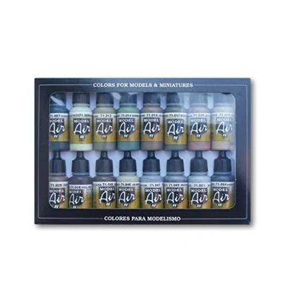 Image of Vallejo Model Air WWII Allies Acrylic Paint Set for Brush Assorted Colours (Pack of 16)