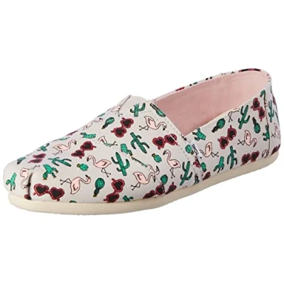 Image of TOMS Women&#039;s Alpargata Loafer Flat, Grey Flamingo, 5 UK