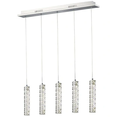 Image of Galaxy Ceiling Pendant 5 Drop 15W LED 4000K Polished Chrome, Crystal
