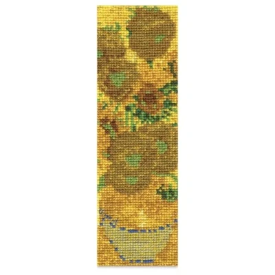 Image of DMC Museum Collection Sunflowers Cross Stitch Embroidery Bookmark Kit 1 Set