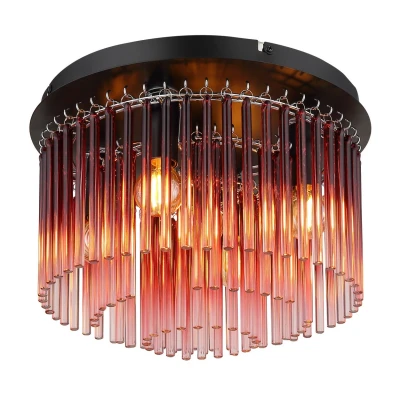 Image of Gorley Ceiling Light Matt Black Blackberry Glass Shade 5x E14