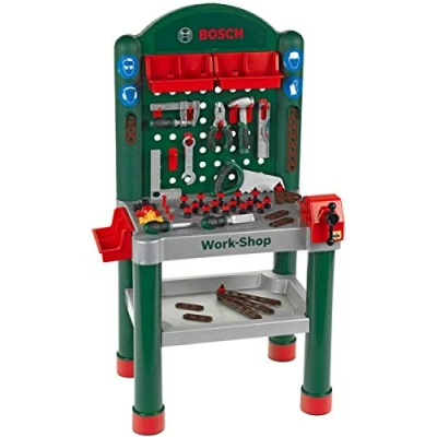 Image of Theo Klein 8320 Bosch Workshop I 79 Parts Work Surface with Learning Function Dimensions: 50 cm 37 102 Toy for Children Aged 3 Years and up