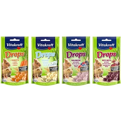 Image of WUNDAPETS *NEW* 4 PACK MIXED VITAKRAFT SMALL ANIMAL TREAT DROPS SUGAR FREE TASTY FLAVOURS