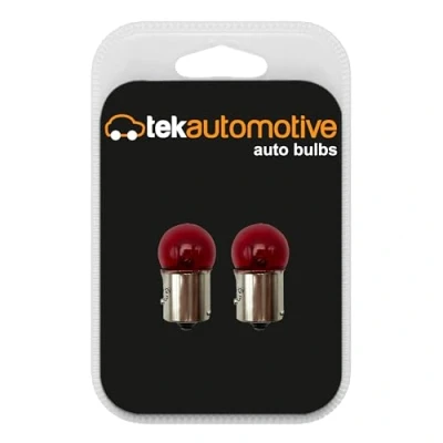 Image of Tek Automotive 207 Red Car Motorcycle Bulbs Brake Tail Fog Light 207BR 12V 5W BAW15S Off Set Pins Twin Pack
