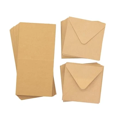 Image of Crafter&#039;s Companion 6&quot; x Kraft Card &amp; Envelopes Pack of 100 Includes 50 Blanks Matching Great for a Variety Occasions