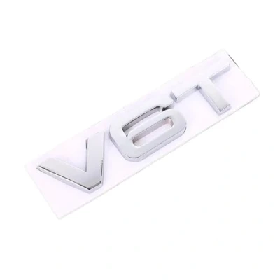 Image of NIBOTT Car Sticker 3D V6T V8T Logo Metal Emblem Badge Decals Displacement Stickers Fit For Audi S3 S4 S5 S6 S7 S8 A4L A5 A6L A7 Q3 Q5 Q7 (Color : Sliver V6T)