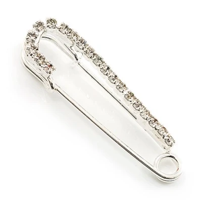 Image of Avalaya Small Crystal Scarf Pin Brooch (Silver Tone) 40mm Width