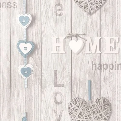 Image of BHF FD41719 Love Your Home Wallpaper Blue/White (1 Piece)