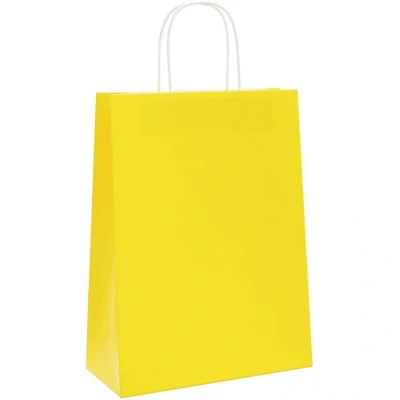 Image of Paper Bags 250 pcs with Handles Yellow 26x12x35 cm Vidaxl