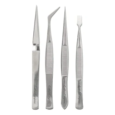 Image of Precision Tweezers Set for Crafting Projects Includes 4 [Flat End, Straight Point, Angle Point &amp; Needlepoint] Anti Magnetic, Smooth Thin Tips Grip Handles by Crafter&#039;s Companion