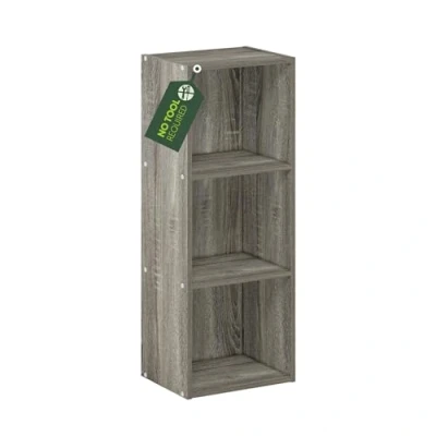 Image of Furinno Pasir 3 Tier No Tool Assembly Open Shelf Bookcase, French Oak