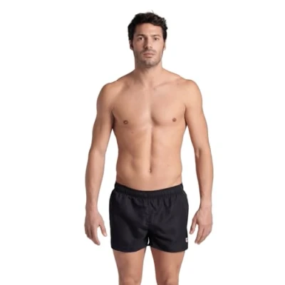 Image of Arena Fundamentals X Short Men&#039;s Swimwear for Beach and Pool, in Soft Recycled Fabric with QuickDrying, Inner Mesh Briefs Black White