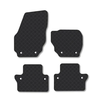 Image of Rubber Car Mats Compatible with Volvo V70 (2007 2016) [Auto] Tailored Fit Floor Set Accessory Black Custom 4 Pieces Clips Anti Slip Backing, Heavy Duty &amp; Waterproof