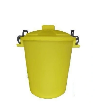 Image of KetoPlastics 50L PLASTIC HANDLE YELLOW Garden Storage Dustbin Bin 50 Litre Refuse HEAVY DUTY